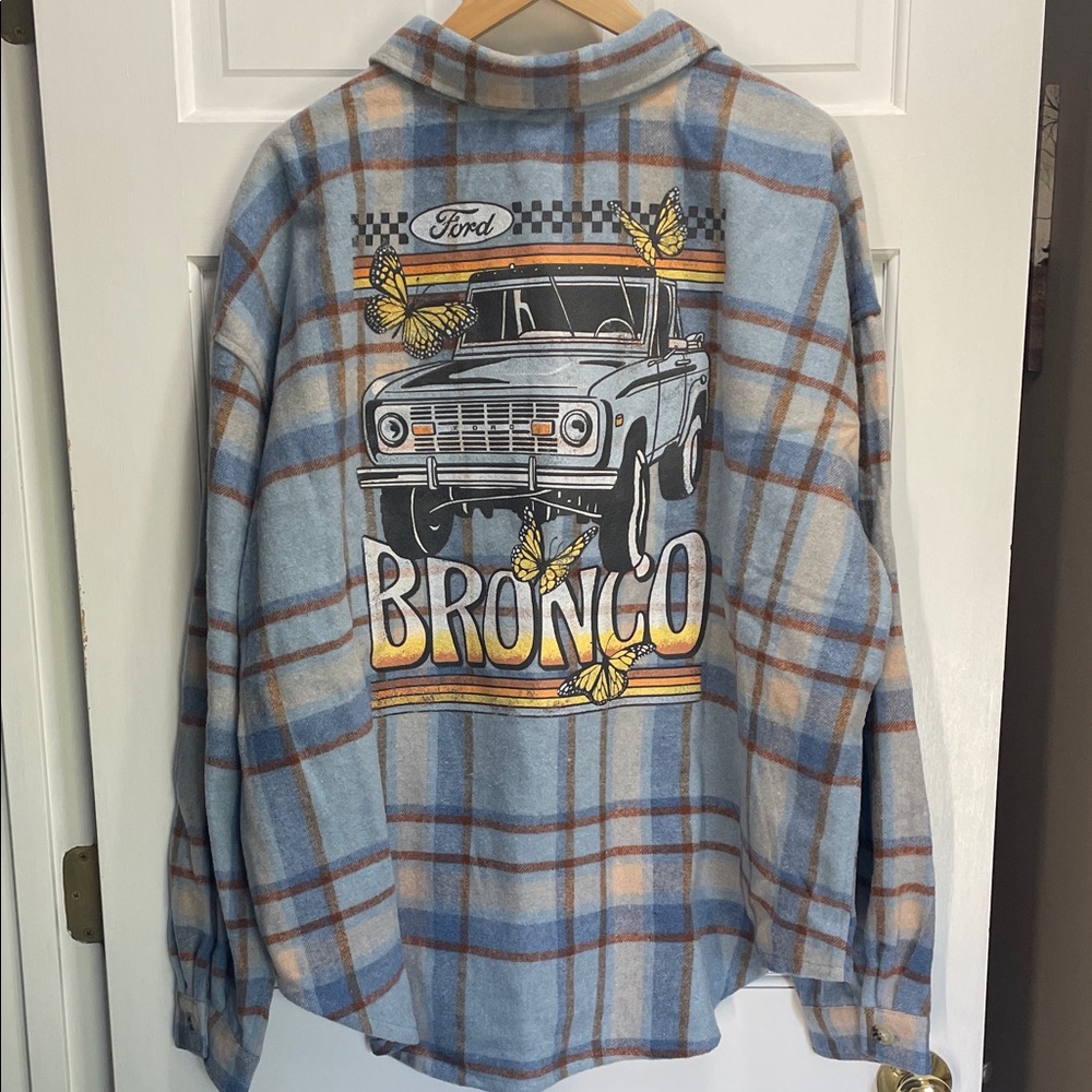 Ford Light Blue Plaid Bronco Button-Down Shirt